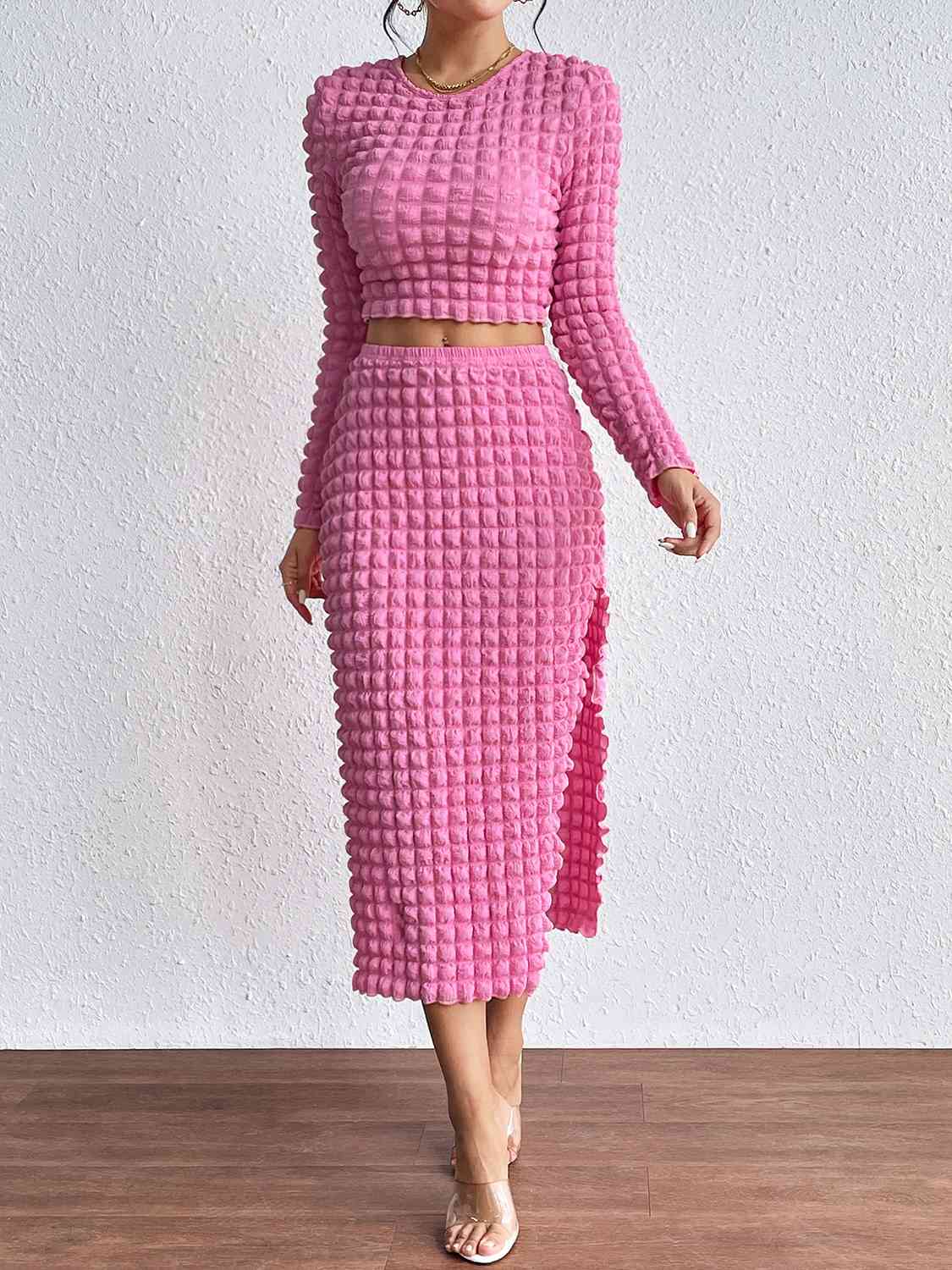 Long Sleeve Top and Split Skirt Set